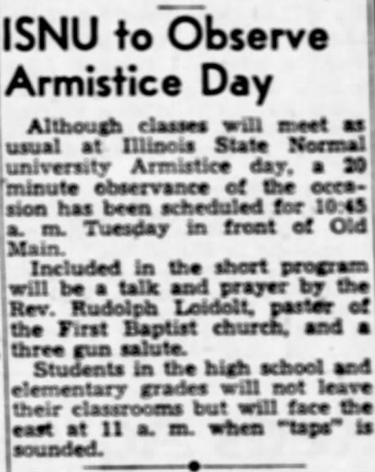 ISNU to Observe Armistice Day